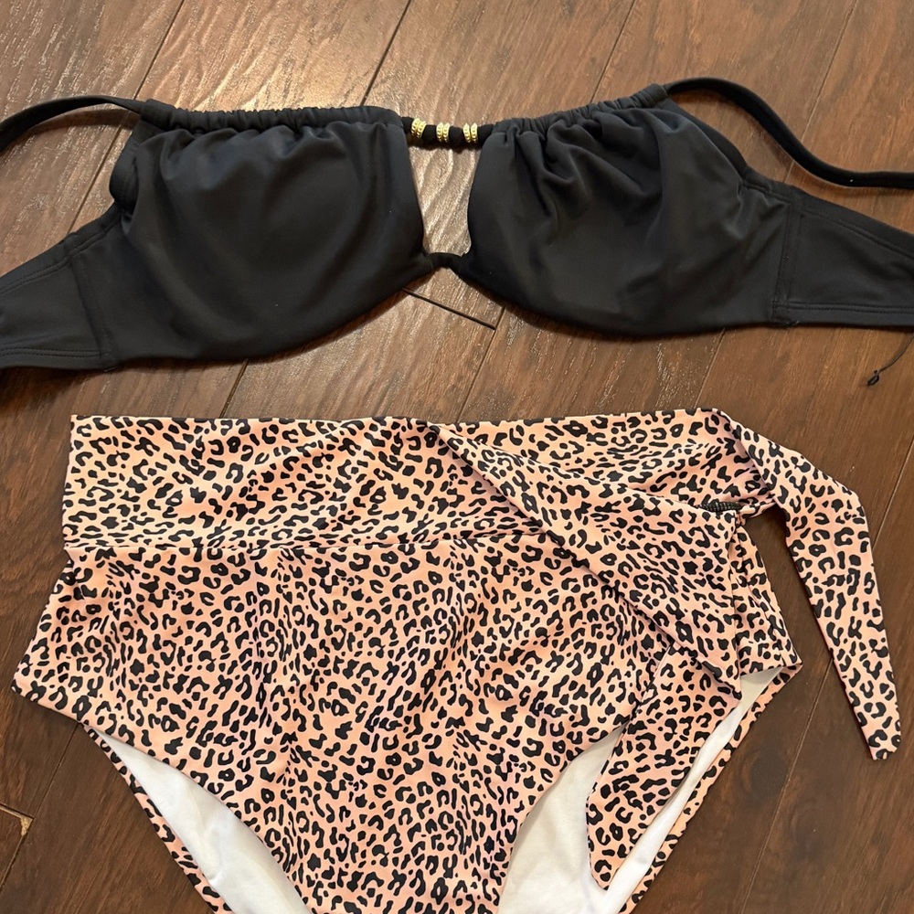 Shade & Shore Black and Leopard Bikini Set